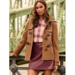 Love & Roses Love & Roses Faux Wool Cropped Duffle Coat Brun FR 48 (EU 46)