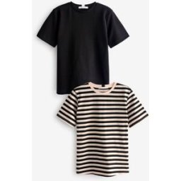 Next Manche courte T-Chemises 2 Lot poids lourd Noir FR 38 (EU 36)
