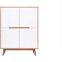 Miliboo Buffet haut scandinave bois et blanc L110 cm HELIA