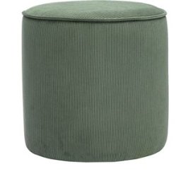 Miliboo Pouf rond en velours côtelé vert kaki D40 cm PAUL