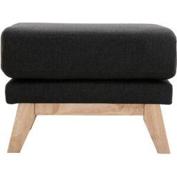 Miliboo Pouf repose-pieds déhoussable scandinave en tissu gris foncé et bois clair OSLO