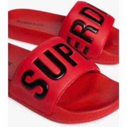 Superdry Homme Imprimé De Logo Core Sandales De Piscine, Rouge & Noir, Pointure: 12-13