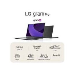 Pc Portable Lg Gram Pro 17'' Alliage Magnésium Noir Obsidien Lg