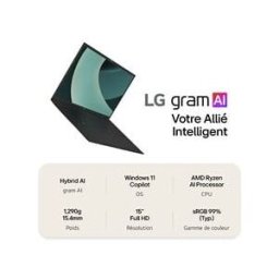 Ordinateur Portable Lg Gram 15 Copilot+ Noir Obsidien 15,6