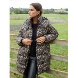 Threadbare Threadbare Leopard Print Hooded Puffer Coat Brun FR 40 (EU 38)