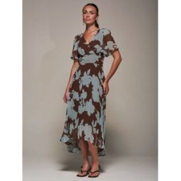 joliemoi Jolie Moi Chiffon Pleated Dip Hem Maxi Dress Brun FR 44 (EU 42)