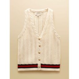 joules Joules Halter Neck Cotton Cable Knitted Vest crème M (FR 42-44)