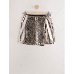 next Dark Grey Metallic Faux Leather Mini Skirt Gris FR 46 Regular (EU 44 R)