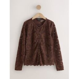 Next Cardigan en dentelle à manches longues Brun FR 50 (EU 48)