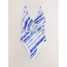 next Maillot de bain plongeant gainant avec ceinture tressée bleu FR 52 (EU 50)