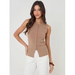 Threadbare Threadbare Crew Neck Compact Knit Vest Brun FR 46 (EU 44)