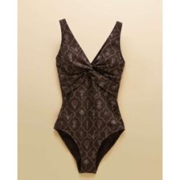 Joules Joules Knot Front V-Neck Tummy Control Swimsuit Brun FR 40 (EU 38)