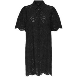 ONLY ONLY Short Sleeve Broderie Anglais Summer Dress Noir FR 36 (EU 34)