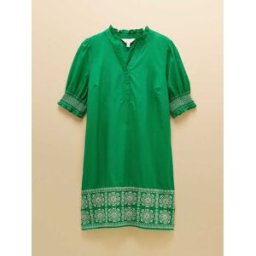 joules Joules Layla Short Sleeved Broderie Trim Mini Dress vert FR 46 (EU 44)