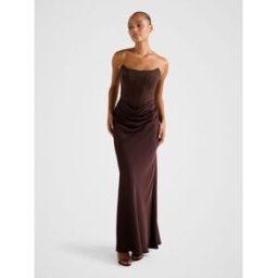 Forever New Forever New Isra Drape Strapless Maxi Dress Brun FR 42 (EU 40)