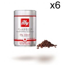 Illy - 6 Boîtes de 250g de café grains torréfaction classique OS