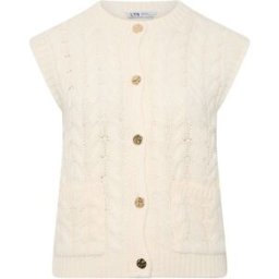 Long Tall Sally Long Tall Sally Button Detail Cable Knitted Jumper Vest Brun FR 44-46 Tall (EU 42-44 T)