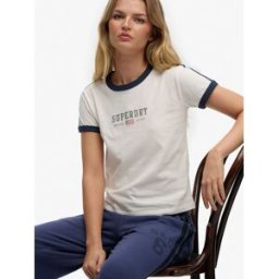 Superdry Athletic Essentials Graphic Ringer T-Shirt pâle FR 40 (EU 38)