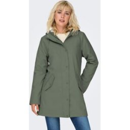 only ONLY Grey Mid Length Hooded Rain Coat Gris FR 40 (EU 38)