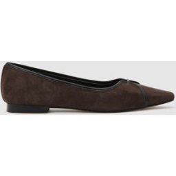 reiss Reiss Evelyn Suede Pointed-Toe Ballerina Shoes Brun EU 40 (UK 7)
