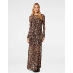 forevernew Forever New Leopard Print Libby Mesh Spliced Maxi Dress Brun FR 46 (EU 44)