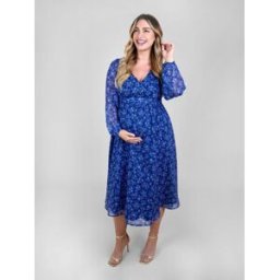 Jojo Maman Bébé JoJo Maman Bébé Floral Crinkle Chiffon Maternity Midi Dress bleu FR 44 (EU 42)