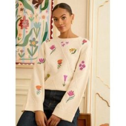 Love & Roses Love & Roses Embroidered Detail Knitted Jumper crème FR 42 (EU 40)