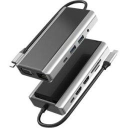 INF Hub USB-C 11 en 1 avec USB 3.0, HDMI, RJ45, lecteur de carte SD/TF - Charge PD 100 W