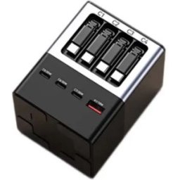 INF Chargeur GaN de bureau 8-en-1 avec câble rétractable, ports USB et Type-C, puissance jusqu'à 110 W Gris