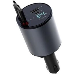 INF Chargeur de voiture multi-véhicule PD36W avec double USB-C, câble rétractable et écran numérique