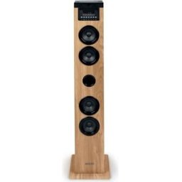 Thomson Tour Haut-parleur Noir/bois Bluetooth/cd/usb/sd, 60w, Radio Fm, Télécommande, Alim. 230v