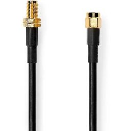 Nedis Câble D´antenne Csgl02400bk100 Sma Mâle Vers Sma Femelle Plaqué 50 Ohms Double Blindage Pvc Or 10 M Black One Size unisex