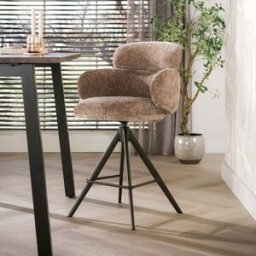 Vivabita Tabouret de bar pivotant moderne en tissu (lot de 2) Lexy Champagne/brun