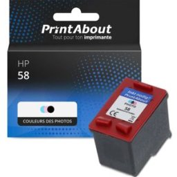 PrintAbout Cartouche compatible HP 58 (C6658A) - Couleurs des photos Couleurs des photos