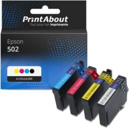 PrintAbout Cartouche compatible Epson 502 (C13T02V64010) - 4 couleurs - Multipack 4 couleurs