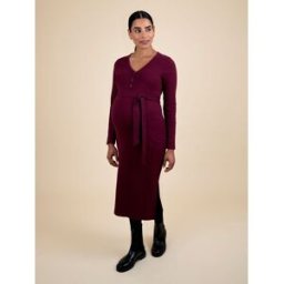 Jojo Maman Bébé JoJo Maman Bébé Ribbed Maternity Popper Front Dress rouge L (FR 46-48)