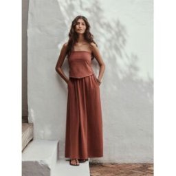 Next Robe midi bandeau ourlet mouchoir en jersey brodé Brun FR 44 Tall (EU 42 T)