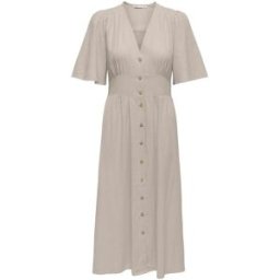 ONLY ONLY Short Sleeve Button Through Midi Dress crème FR 42-44 (EU 40-42)