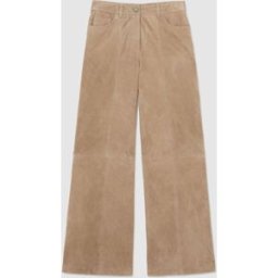 reiss Reiss Keria Suede Wide-Leg Trousers Brun FR 40 (EU 38)