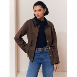 Lipsy Lipsy Short Trench Faux Leather Collar Coat Brun FR 44 (EU 42)