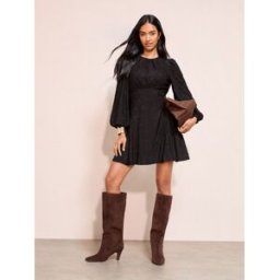 friendslikethese Friends Like These Black Lace Long Sleeve Empire Bust Mini Dress Noir FR 46 (EU 44)