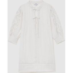 Reiss Reiss Gia Cotton Cheesecloth Broderie Mini Dress pâle FR 38 (EU 36)