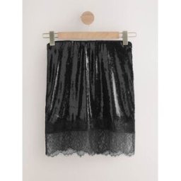 next Mini-jupe à sequins avec bordure en dentelle Noir FR 36 Regular (EU 34 R)
