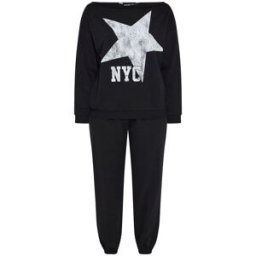 Yours Curve Yours Curve Slouch Sweatshirt & Jogger Set Noir FR 50 (EU 48)