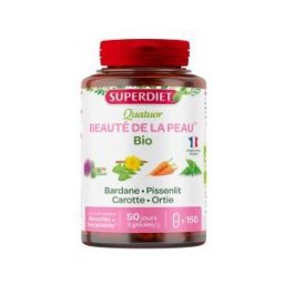 Superdiet Quatuor Bardane Beauté de la Peau Bio Bardane Pissenlit Carotte Fumeterre - 150 Gélules - Boîte 150 gélules