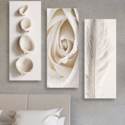 Wallity - Tableau décoratif 3 pièces blanc - 70x50 cm OS