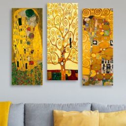 Wallity - Tableau décoratif 3 pièces jaune - 70x50 cm OS