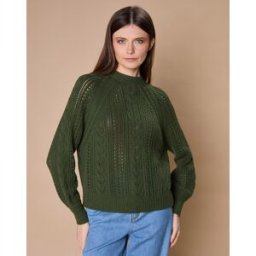 Oscar et Louise - Pull en Mohair & Laine mélangés Paola col rond kaki M