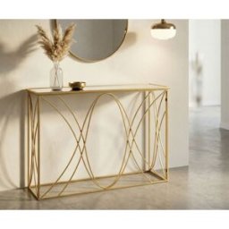 Mauro Ferretti - Console en fer et miroir Exy or/argent– 120x40x80 cm OS