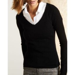 Miss Cashmere - Pull 100% Cachemire col V noir M